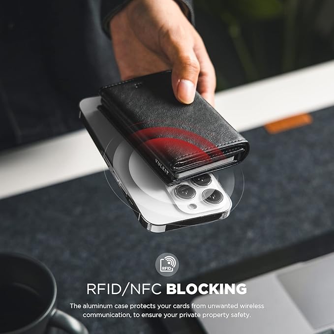 VULKIT Pop up Card Wallet Minimalist Cash Wallets RFID Blocking Leather Smart Credit Card Holder with ID window for Men(Black)