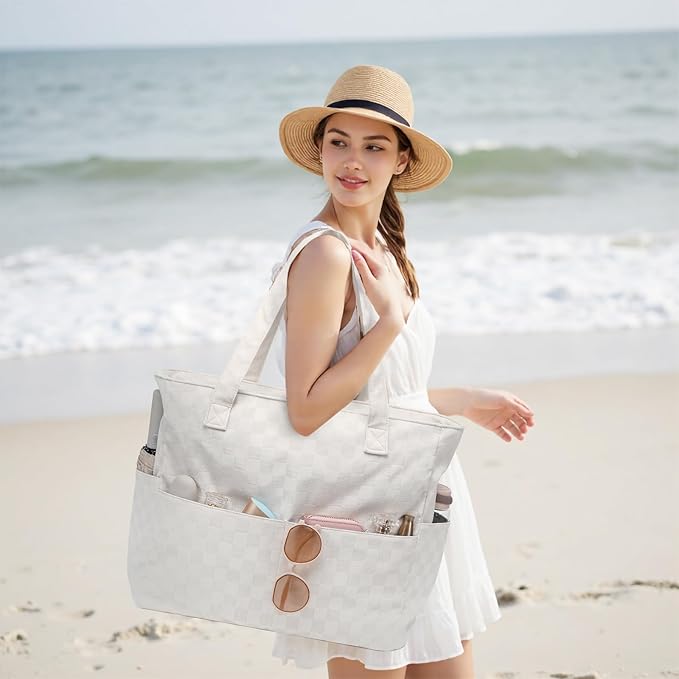 Bluboon Waterproof Beach Tote Pool Bags for Women Ladies Extra Large Carry On Bag With Wet Compartment for Weekender Travel