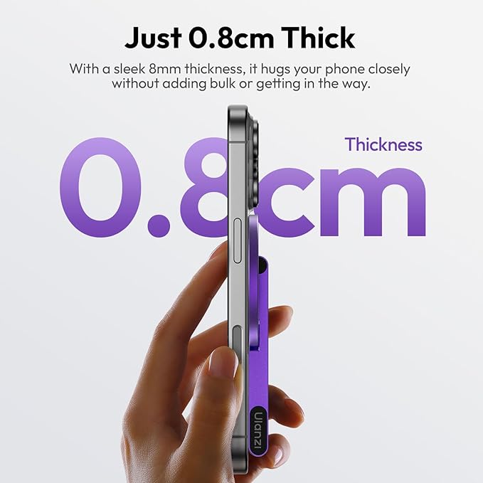 ULANZI MA60 Magnetic Phone Tripod Stand for iPhone - Aluminium Smartphone Mini Tripod Pocket Cell Phone Stand Strong Magnet Quick Mount Compatible with iPhone 16 15 14 13 14 Series, Purple