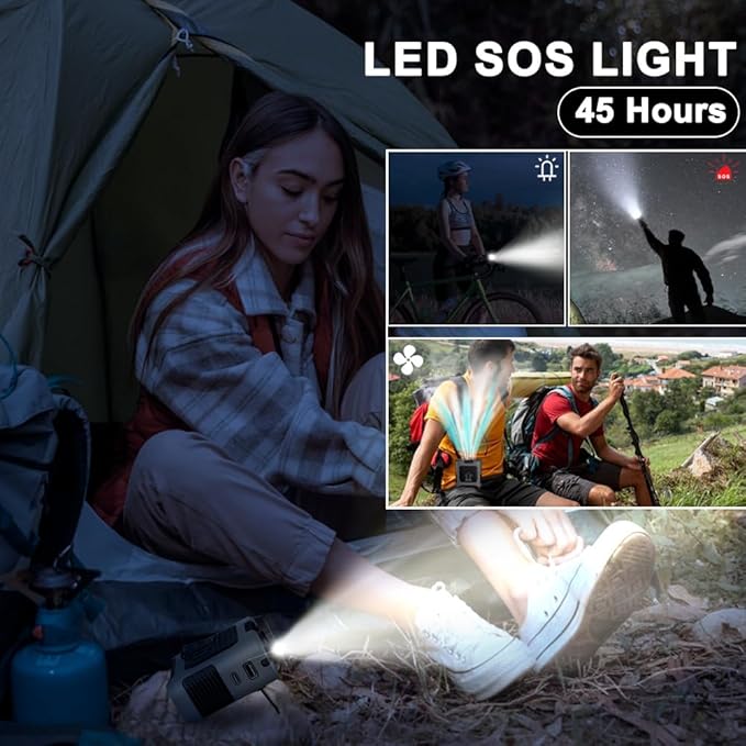 AINFTIME 2025 Portable Waist Clip Body Fan 10000mAh Personal Wearable 6-40H Powerful Outdoor (10000mAH / Gray)