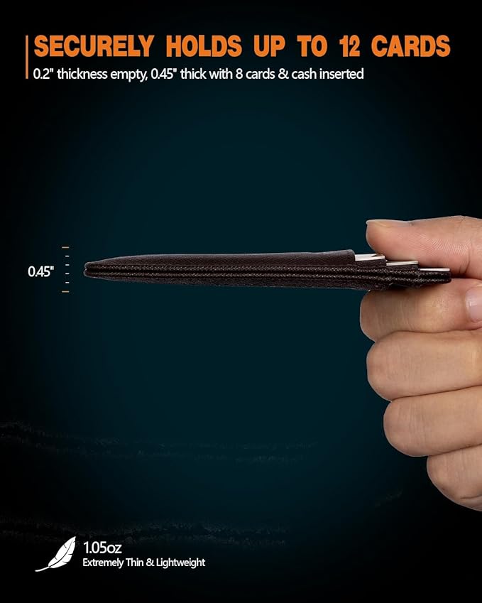 RUNBOX Slim ID Cases Minimalist Front Pocket RFID Blocking Leather Wallets for Men and Women Card Holder Wallets Gifts for men