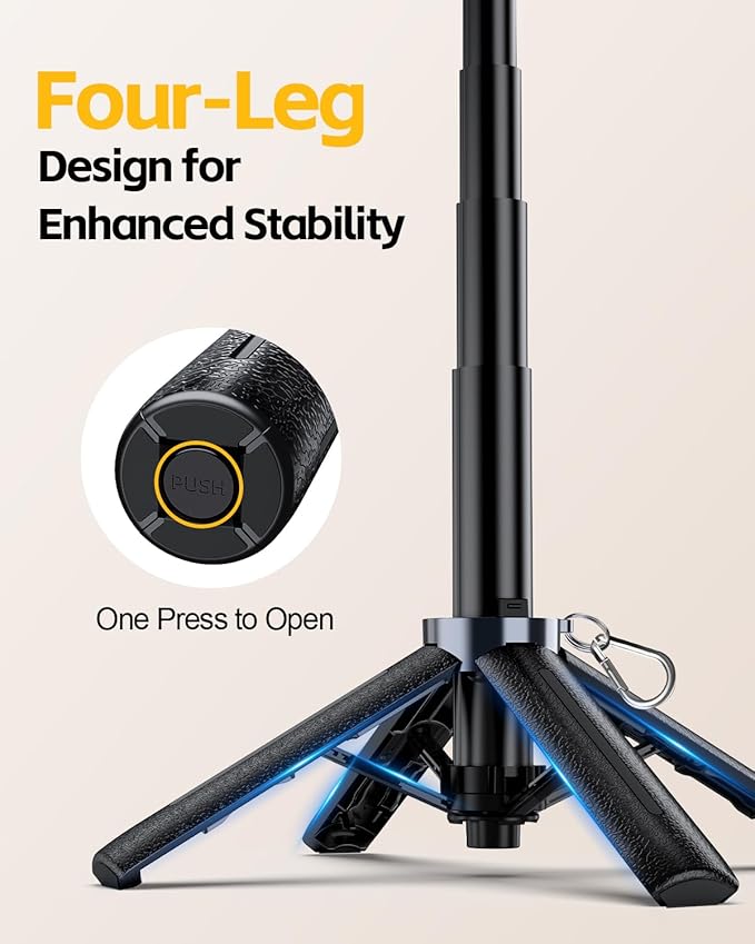 UBeesize Mini Selfie Stick Tripod with Rechargeable Remote – Pocket-Size Travel Phone Stand w/Hook, 360° Rotating Holder, Lightweight Tripod for iPhone/Android, Vlogging, TikTok & Live Streaming