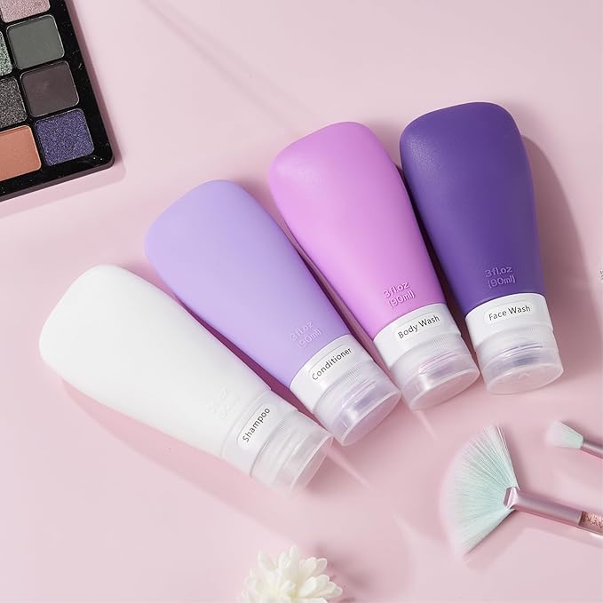 INSFIT Portable Travel Bottles, TSA Approved Leak Proof Containers for Toiletries, BPA Free Refillable Accessories for Shampoo, Body Wash, Liquids (4 Pack)