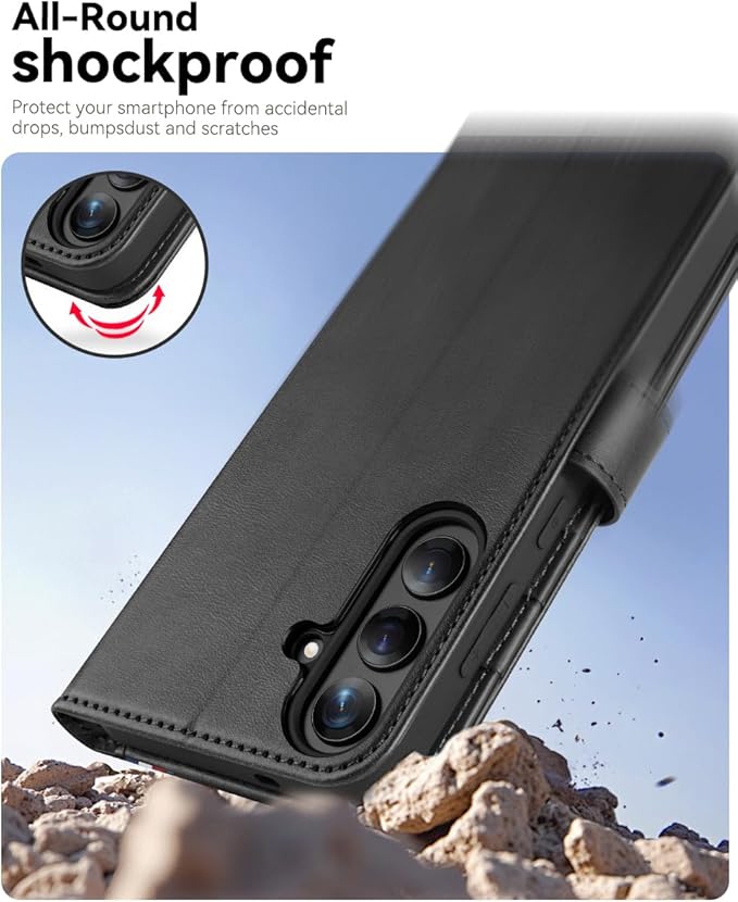 OCASE Compatible with Galaxy S25 Plus Wallet Case, PU Leather Flip Folio Case with Card Holders RFID Blocking Kickstand [Shockproof TPU Inner Shell] Protective Phone Cover 6.7 Inch 2025, Spliced Gray