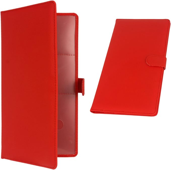 Car Registration and Insurance Holder, Leather Magnetic Shut Vehicle Glove Box Organizer for Document, Card, Driver License, Red