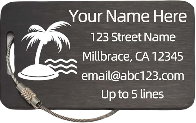 Sturdy and Durable Personalized Luggage Tags for Suitcases,Cruise Essentials Travel Tags for Luggage,Travel Bag Labels,Heavy-Duty Stainless Steel Black Rectangular Horizontal Suitcases Tags