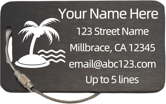 Sturdy and Durable Personalized Luggage Tags for Suitcases,Cruise Essentials Travel Tags for Luggage,Travel Bag Labels,Heavy-Duty Stainless Steel Black Rectangular Horizontal Suitcases Tags