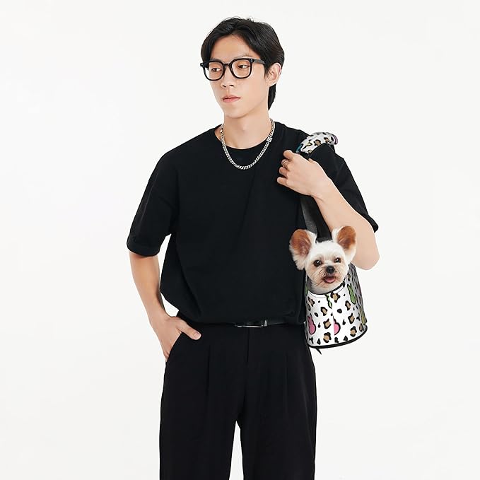 Easter Bunny Leopard Print Small pet (Kitten or Puppy) Travel Handbag Portable Foldable Shoulder Bag pet backpackBlack