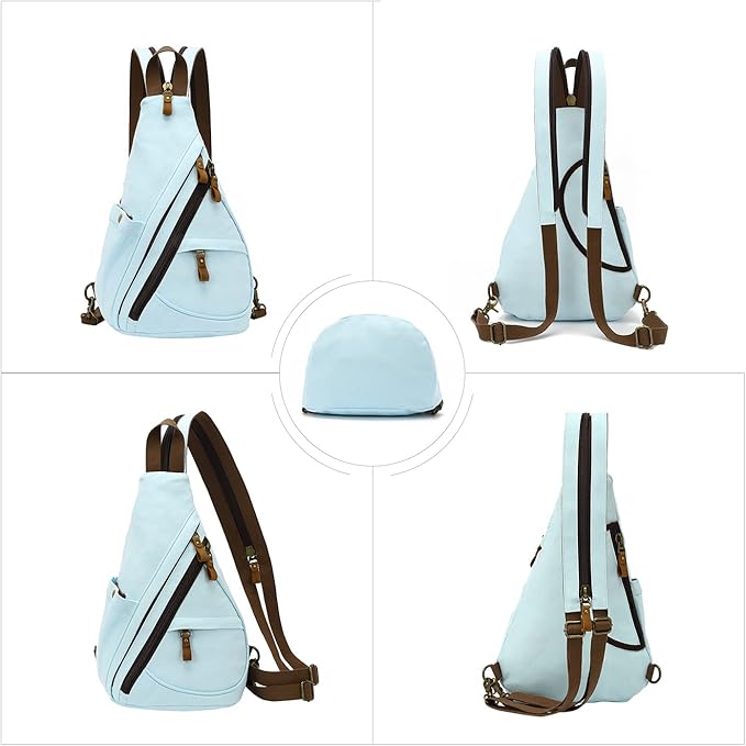 KL928 Canvas Sling Bag - Small Crossbody Backpack Shoulder Casual Daypack Rucksack for Men Women(Large Version)