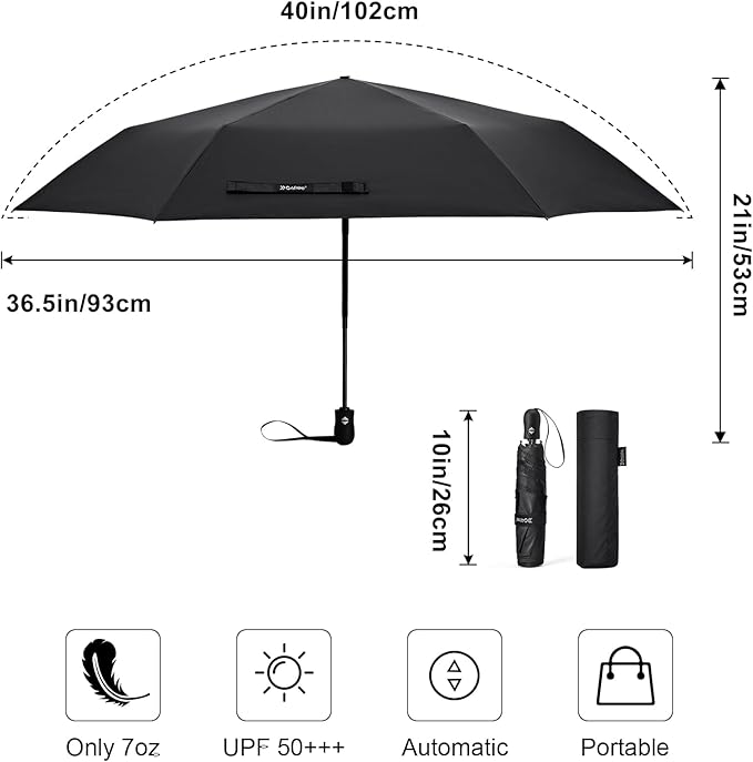 G4Free Mini Ultralight Umbrella UPF 50+ UV Protection Compact Lightweight Travel Umbrella Super Slim Small Portable Automatic Open and Close,40 Inch