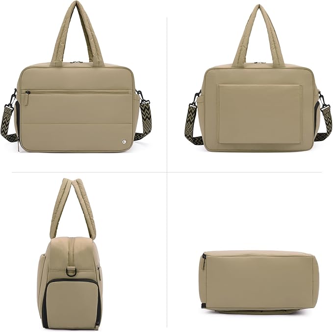 CLUCI Weekender Travel Bag for Women Puffer Tote Bag Carry On Duffle Overnight Bags with Shoe Compartment