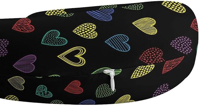 Soft Polyester Compact Neck Pillow, LGBT Pride Grunge Rainbow Hearts U-Shaped, Cervical Support for Home Car Travel Sleep, Machine Washable Comfort Design