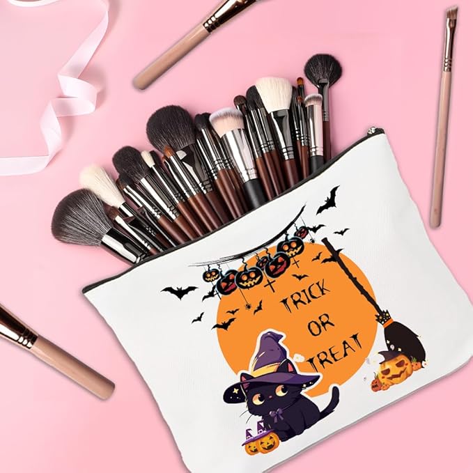 Halloween Bag Gifts for Women Gifts for Teens Trick or Treat Bags Boo Basket Stuffers for Women Holloween Cosmetic Bag Cute Stuff for Teen Girls Mini Makeup Bag Funny Gift for Adults