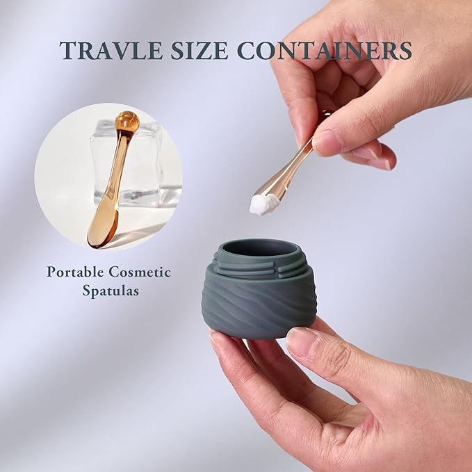 Travel Containers for Toiletries, Silicone Jar with Lid Eternal Moment, TSA Approved Travel Size Bottles with Clear Bag, Leak-proof Traveling Accessories Cosmetic for Lotion Face Body Cream (4 Pack)