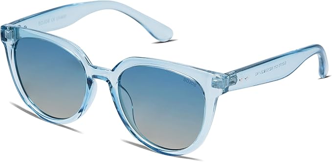 SOJOS Trendy Cat Eye Round Polarized Sunglasses for Women Fashion UV Protection Sunnies Sunglasses SJ2175