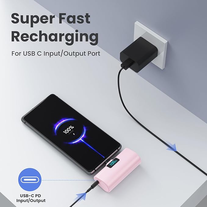 Mini Portable Charger for iPhone 17/16,Upgraded 5500mAh PD USB C Power Bank,Travel Essentials Pocket Phone Charger Battery Pack for iPhone 17/17 Pro Max/16/16 Pro/15 Series,Samsung Galaxy Android etc