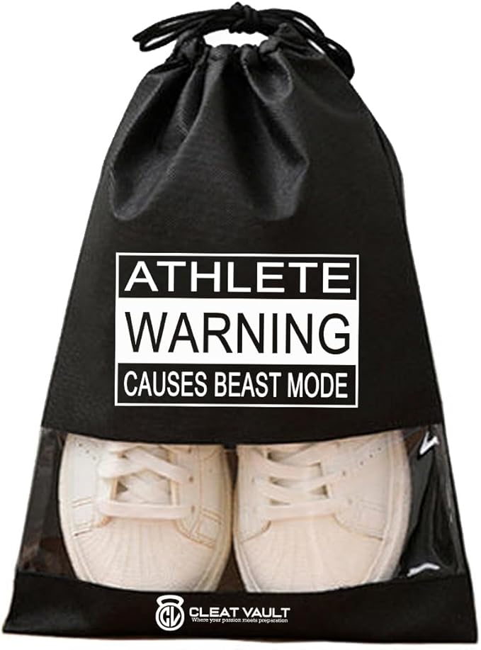 Generic Cleat Vault | High-Performance Sports Travel Shoe Storage Bag w/Motivation (Beast Mode, Black, Small (US Shoe Size Under 6)), CV-FC100