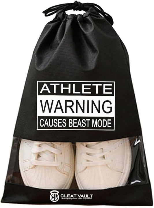 Generic Cleat Vault | High-Performance Sports Travel Shoe Storage Bag w/Motivation (Beast Mode, Black, Small (US Shoe Size Under 6)), CV-FC100