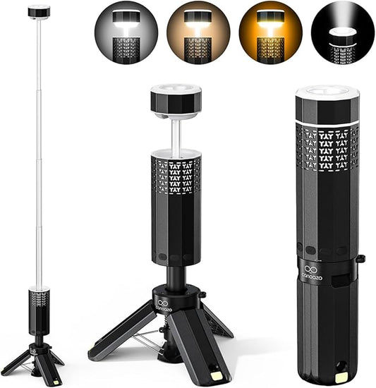 Rechargeable 21000mAh Camping Light, Telescopic Camping Lights, Collapsible Magnetic Camping Lantern with Stand IPX6 Waterproof Flashlights, Camping Lamp for Emergency, Hiking (Black)