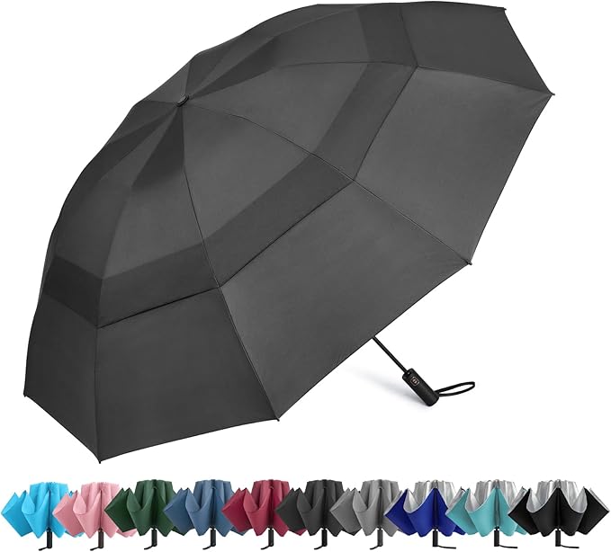 G4Free 42/46/54/62 Inch Large Golf Umbrella Compact Reverse Travel Umbrella 10 Ribs Windproof for Rain Double Canopy Automatic Open Close