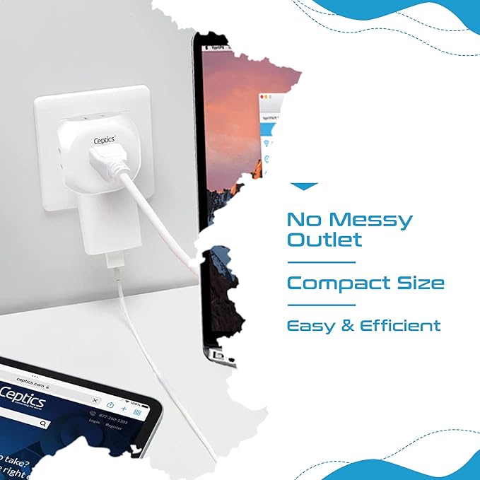 Ceptics European Schuko Travel Plug Adapter Germany France Adapter Charger 4 Input - USA to Any Type E/F Countries Such as Germany, France and More - 2 Pack (PT-9), White