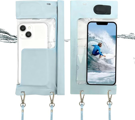 Vacuum Cell Phone Waterproof Phone Pouch iPhone Casemate Waterproof Phone case with Lanyard Small Water Proof Pouch Water Phone Protector Water case for Phone case Water Proof IP68 Max 7” Blue