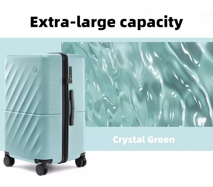 NINETYGO Trunk Luggage 22 Inch, Small Checked Luggage with Double Spinner Wheels, Anti-Burst Zipper, Hard Case PC Suitcase, Lightweight Travel Luggage, TSA Approved (Crystal Green, Hudson)