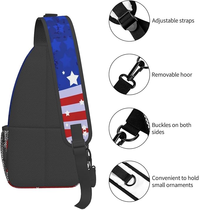 American Flag Sling Bag Multipurpose Crossbody Sling Backpack Travel Cycling Hiking Shoulder Bag For Women Men