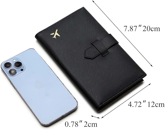 Waterproof Family Passport Organizer with RFID Blocking Genuine Leather Document Holder Card Slots Travel Wallet for Women Men Black (Blue)