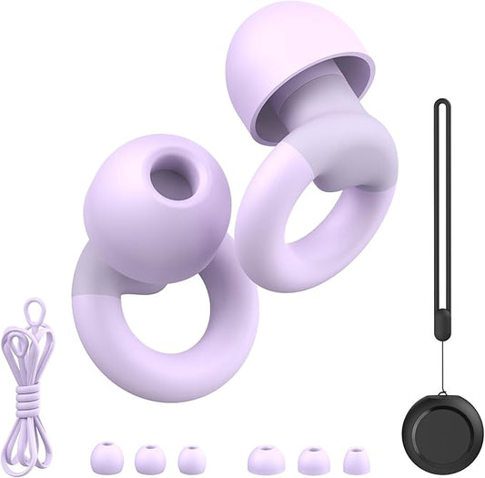 Earplugs for Sleeping,Noise Reduction Soft Silicone Ear plugs with 7 Pairs Ear tips&One Connection Cord,Hearing Protection Reusable Earplugs for Sleeping,Concert,Work&Sound Reduction 25dB-30db