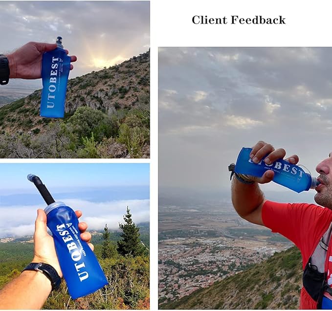 Soft Flask Collapsible Running Water Bottle, Flexible TPU Folding Flask for Hydration Pack, Soft Flask Bottles for Hiking Cycling