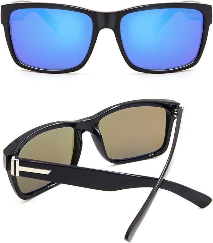 LECKIRUT Vintage Polarized Sunglasses for Men Women Retro Oversized Square Mirror Sun Glasses