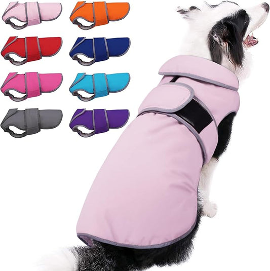 MIGOHI Reflective Dog Coat, Waterproof Winter Jacket, Fleece Lined, Small, Pink