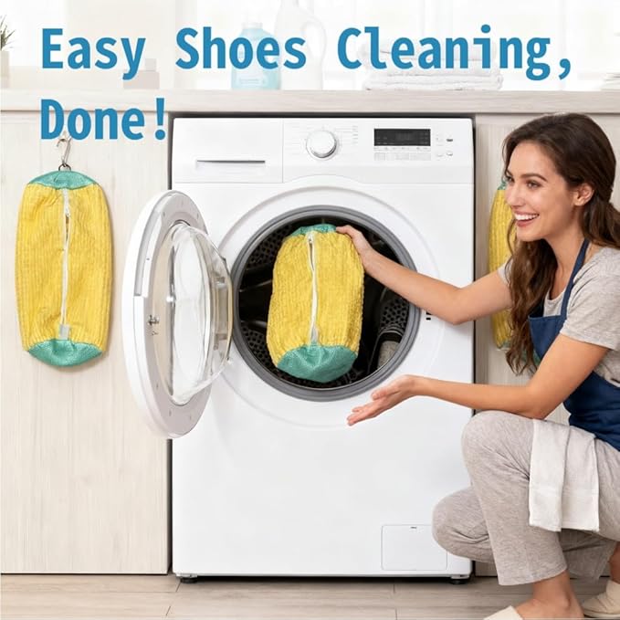 Shoe washing Machine Bag 2 Pack for Washer and Dryer reusable 360° deep cleaning Laundry Bag sneaker with zipper, oversized fit all shoe types, durable microfiber Protection