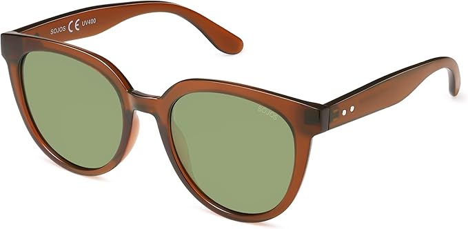 SOJOS Trendy Cat Eye Round Polarized Sunglasses for Women Fashion UV Protection Sunnies Sunglasses SJ2175