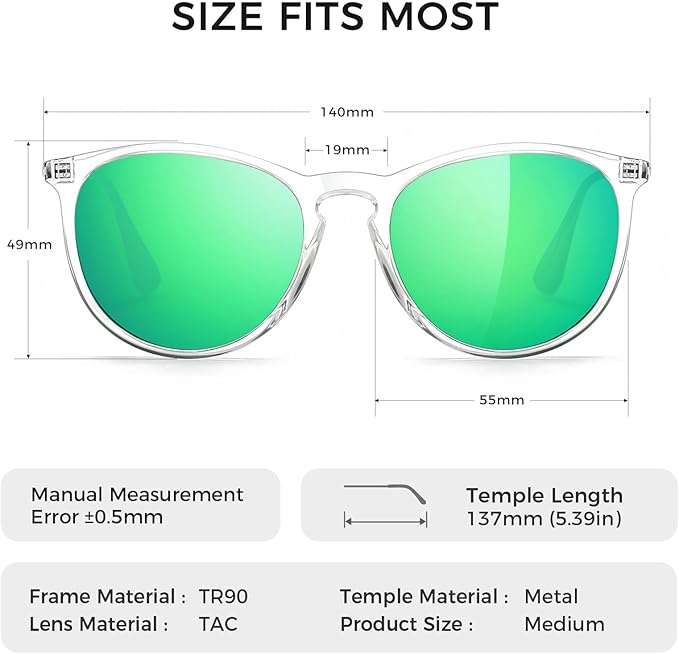 SUNGAIT Premium Vintage Round Sunglasses for Women Men Classic Retro Trendy Style