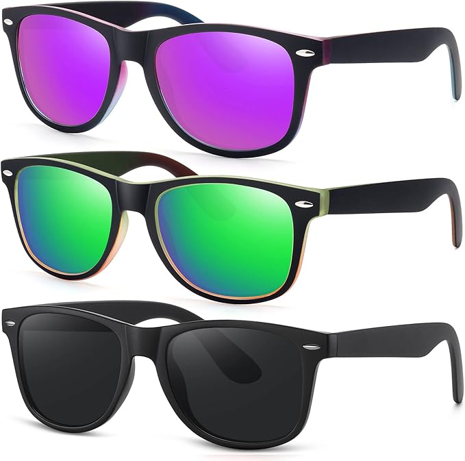 MEETSUN Polarized Sunglasses for Women Men Classic Retro Trendy Driving Sun Glasses UV400 Protection (3 Pack)