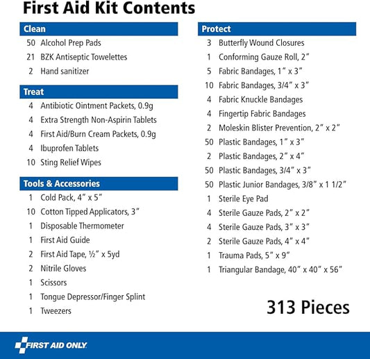 First Aid Only 313 Piece Home & Go Emergency First Aid Kit (91081)