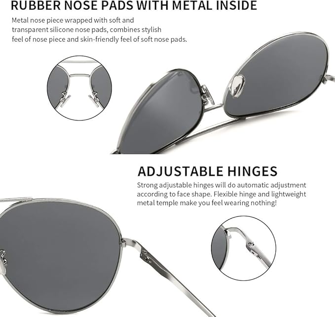 SUNGAIT Women's Lightweight Oversized Aviator Sunglasses - Classic Style Polarized Lens