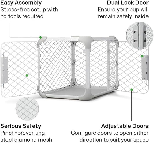 DIGGS Evolv Dog Crate - Slim, Durable Dog Kennel with Removable Ceiling Panel and Modular Design - Safe, Stylish, and Convenient (Ash, Intermediate)