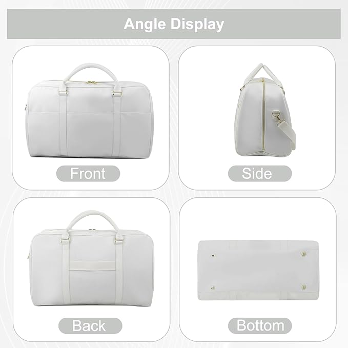 Travel Duffle Bag for Women & Men - Weekender Overnight Bag, Large Carry-On Gym Bag, Sports Duffel, Hospital Bag, Yoga Tote,Work Bag & Trolley Sleeve (White)