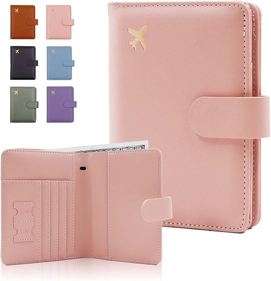 Melsbrinna Premium Leather Passport Holder Covers Case, Waterproof Rfid Blocking Travel Wallet Passport Holder with Pen Holder, Cute Passport Book for Women/Men
