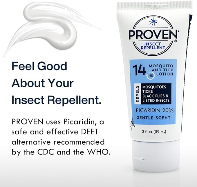 Proven Insect Repellent Lotion, Keep Mosquitoes, Ticks and Flies Off, DEET Alternative Repellent, Up to 14-Hour Protection, Great for Camping or Hiking, 2 Ounce, Gentle Scent Lotion, 2 Pack