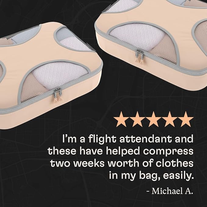 Shacke 6 Set Packing Cubes for Travel - Compression Packing Bags/Travel Organizer - Luggage Organizer Bags for Traveling - Travel Essentials for Women - Cruise Must Haves Packing List