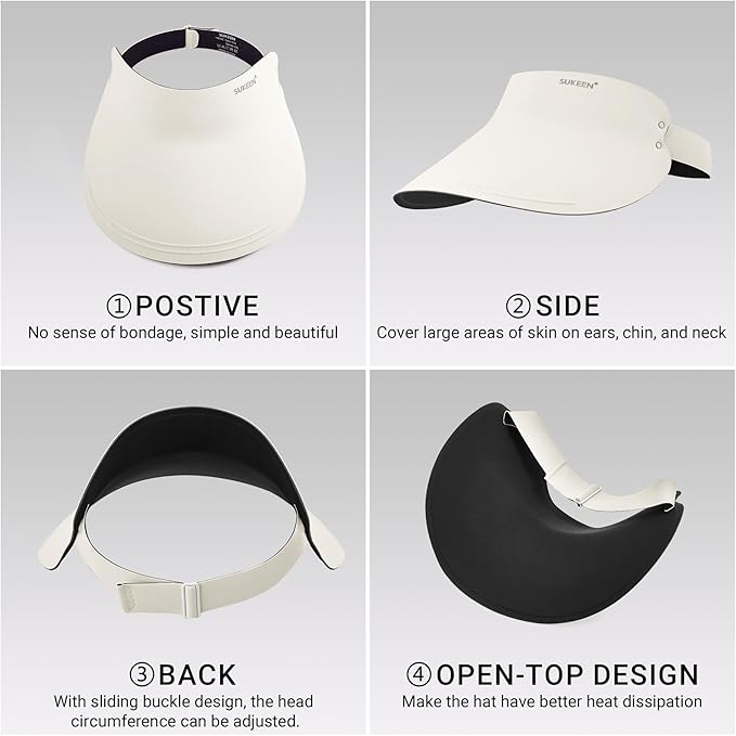 Sukeen Wide Brim Sun Visor Hat for Women Men,UPF50+ Seamless Sun Hats Foldable Ponytail Beach Hats for Daily Outdoor Sport