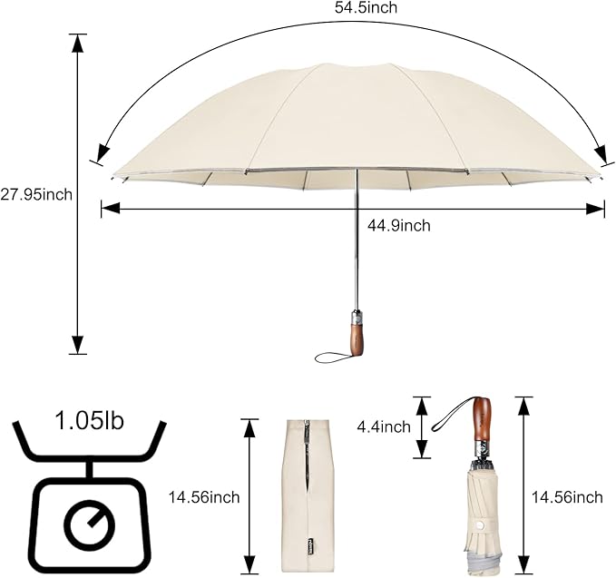 Lejorain Golf Large Inverted Umbrella - Black Big Windproof Heavy Duty Upside Down 46/50/54 Inch Compact Reverse Car Automatic Folding Reflective Umbrella
