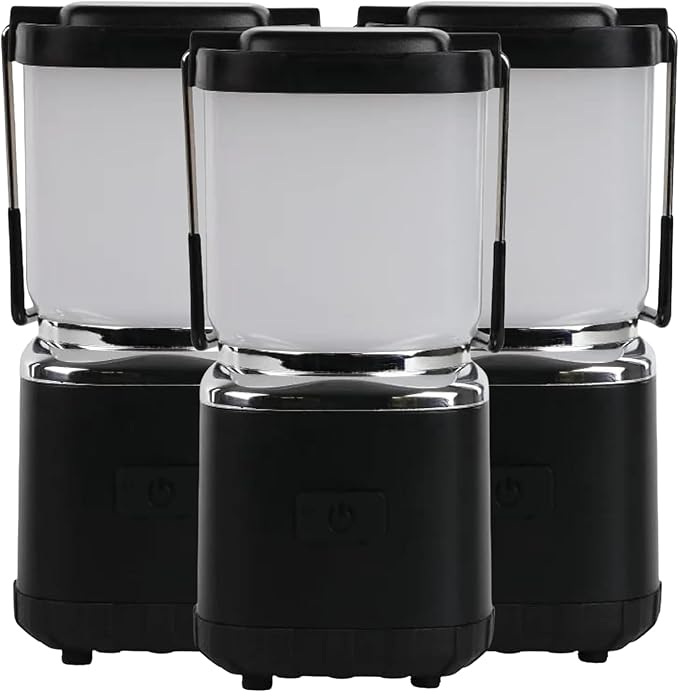 LUXPRO LP189 Mini Lantern - USB-C Rechargeable Camping Light - with 4 Color Modes - Dimmable LED Portable Lantern for Hiking & Emergency - Handy Compact Design (Black, 3-Pack)