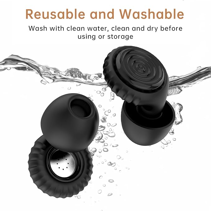 45dB Noise Cancelling Ear Plugs for Sleeping & Noise Reduction - Reusable Noise-Reducing Earplugs for Snoring, Concerts, Work & Side Sleepers(Black)