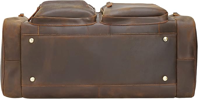 Polare 23" Leather Duffel Weekender Travel Bag For Men With Full Grain Cowhide Leather 42L