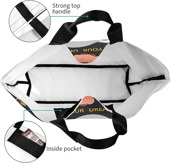 Large Tote Bag for Women Portable Beach Bag Reusable Grocery Bags Funny Gift Bag for Shopping Gym Travel